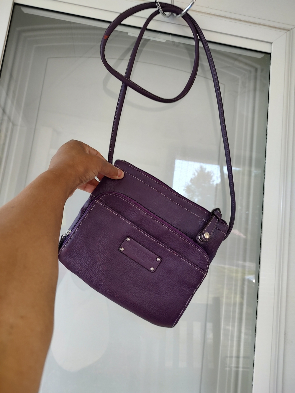 Tignanello Purple Leather Crossbody Bag - Picture 2 of 15